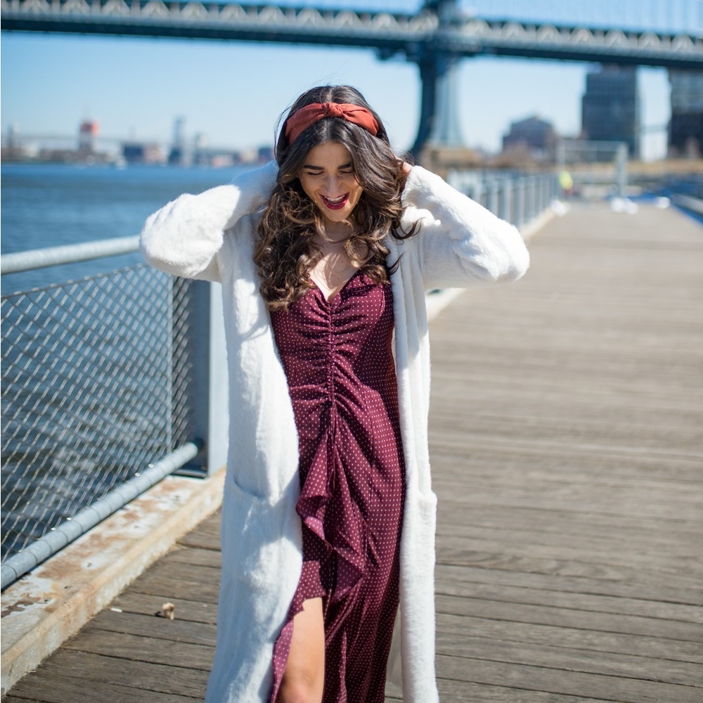 lush maroon dot sleeveless dress